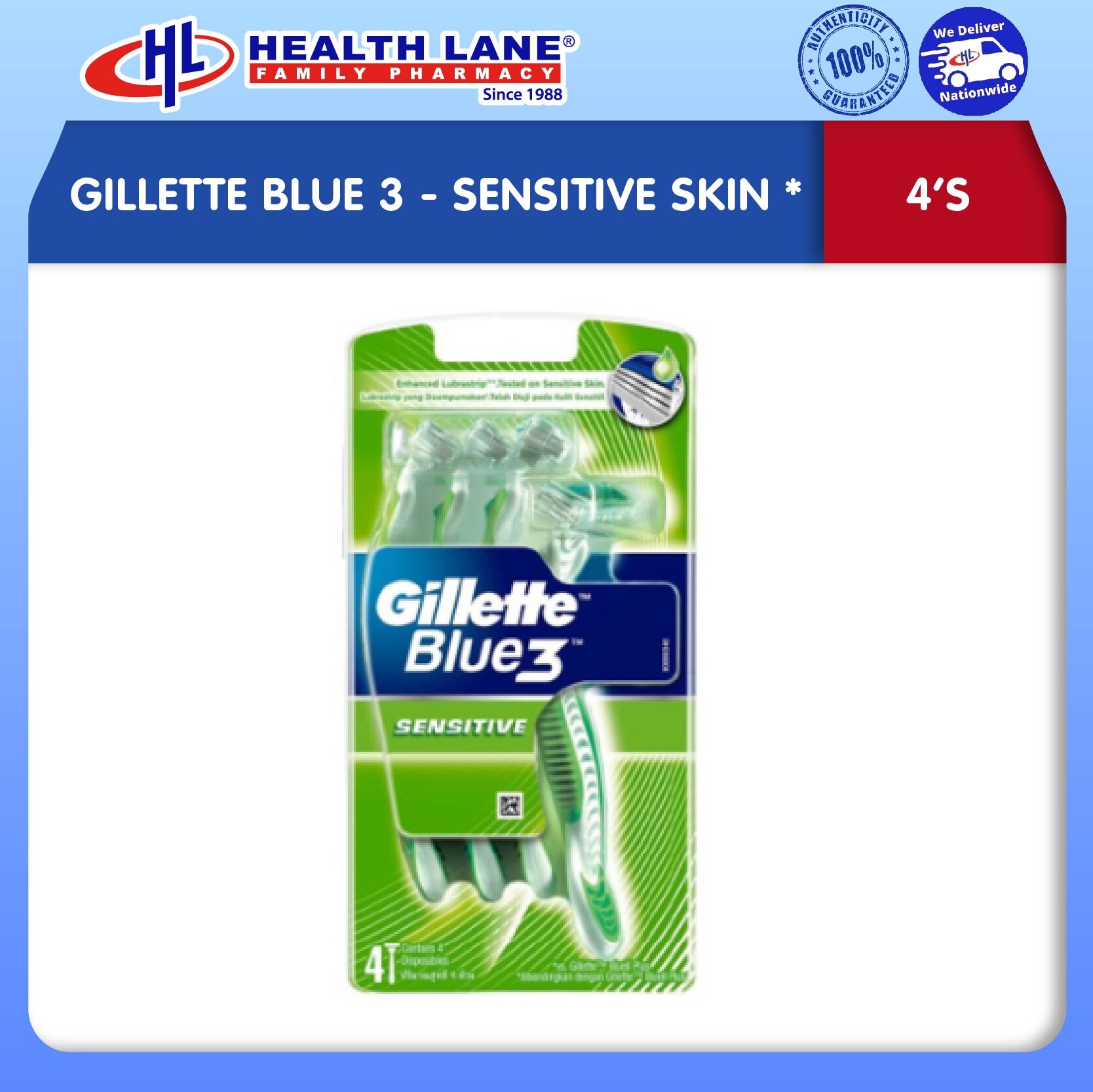 GILLETTE BLUE 3 - SENSITIF KULIT (4'S)